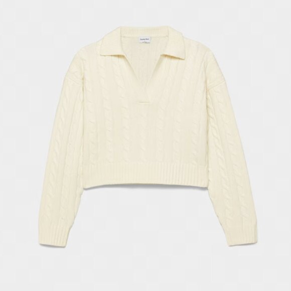 Sunday Best Cream V-Neck Sweater Cable Knit - Picture 4 of 15